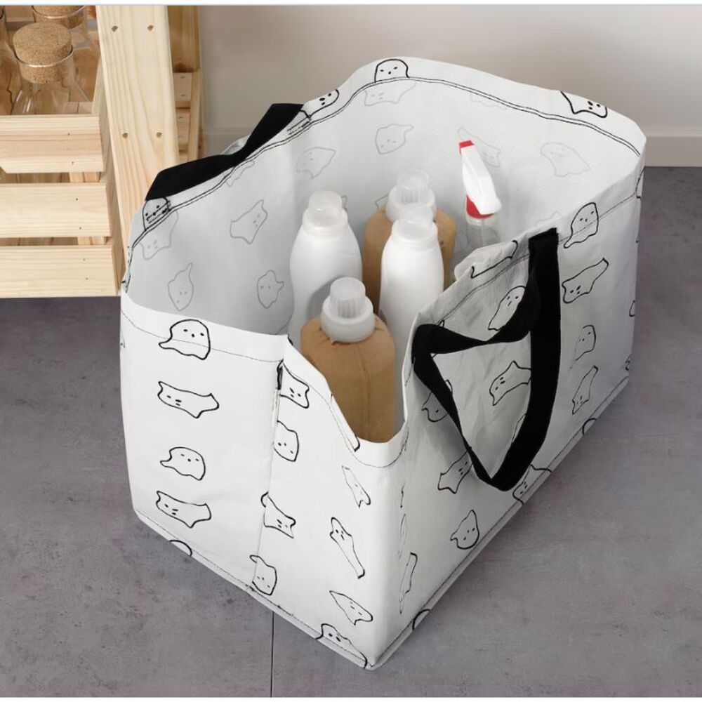 Ikea KUSTFYR Shopping Bag Tote Large White/Black Ghost Halloween! - Picture 3 of 5